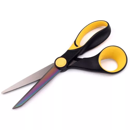 Háztartási-szabóolló 21,5 cm (sárga színű, élhossz 9,5 cm)