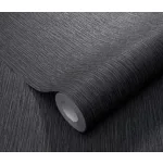 Fekete csillogó texturált egyszínű (lángálló, mosható) vlies-vinyl tapéta