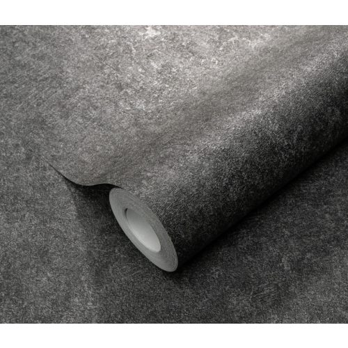 Sötétszürke kőhatású texturált egyszínű (lángálló, mosható) vlies-vinyl tapéta