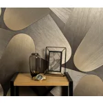 Elysium 70's évek sötét alapon aranybarna metálos (lángálló, mosható) vlies-vinyl tapéta