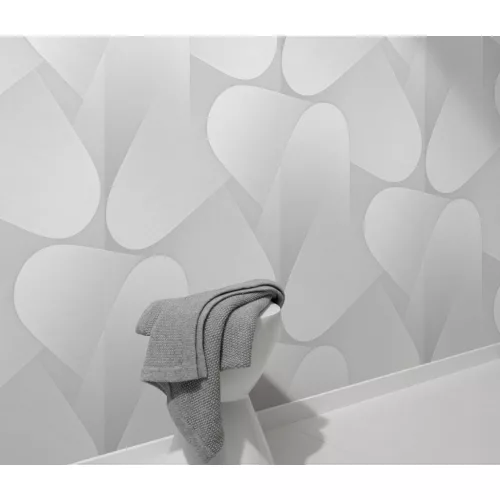 Elysium 70's évek fehér/h.szürke metálos (lángálló, mosható) vlies-vinyl tapéta