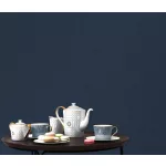 Elle Decoration 4 Sötétkék egyszínű textilhatású (lángálló, mosható) vlies-vinyl tapéta