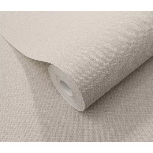 Taupe lenes keresztszövés-textúrájú egyszínű (lángálló, mosható) vlies-vinyl tapéta