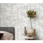 Elle Decoration 4 Fehér-szürke-ezüst modern mintás (lángálló, mosható) vlies-vinyl tapéta