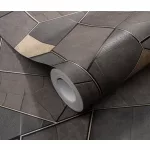 Elle Decoration 4 Szürkésbarna-arany modern mintás (lángálló, mosható) vlies-vinyl tapéta