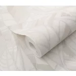 Elle Decoration 4 Törtfehér-gyöngyház levél mintás (lángálló, mosható) vlies-vinyl tapéta