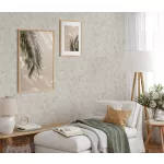 Elle Decoration 4 Törtfehér-gyöngyház levél mintás (lángálló, mosható) vlies-vinyl tapéta