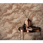 Elle Decoration 4 Terracotta-bronzos márvány mintás (lángálló, mosható) vlies-vinyl tapéta