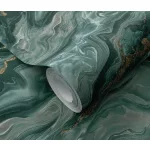 Elle Decoration 4 Türkiz-arany márvány mintás (lángálló, mosható) vlies-vinyl tapéta