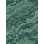 Elle Decoration 4 Türkiz-arany márvány mintás (lángálló, mosható) vlies-vinyl tapéta