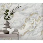 Elle Decoration 4 Fehér-arany márvány mintás (lángálló, mosható) vlies-vinyl tapéta