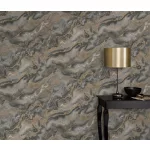 Elle Decoration 4 Barnásszürke-arany márvány mintás (lángálló, mosható) vlies-vinyl tapéta