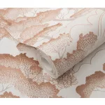 Elle Decoration 4 Fehér-bronz fa és levél mintás (lángálló, mosható) vlies-vinyl tapéta