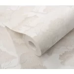 Elle Decoration 4 Fehér-gyöngyház fa és levél mintás (lángálló, mosható) vlies-vinyl tapéta