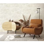 Elle Decoration 4 Fehér-gyöngyház fa és levél mintás (lángálló, mosható) vlies-vinyl tapéta