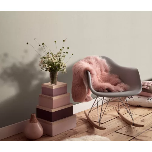 Szürkés-bézs lenes textúrájú egyszínű (lángálló, mosható) vlies-vinyl tapéta