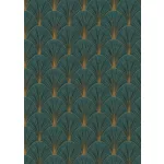 Elle Decoration 4 Türkizzöld-arany art deco mintás (lángálló, mosható) vlies-vinyl tapéta