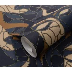 Elle Decoration 4 Kék-arany női arc mintás (lángálló, mosható) vlies-vinyl tapéta