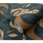 Elle Decoration 4 Türkizzöld-arany női arc mintás (lángálló, mosható) vlies-vinyl tapéta