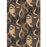 Elle Decoration 4 Barna-arany női arc mintás (lángálló, mosható) vlies-vinyl tapéta