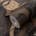 Elle Decoration 4 Barna-arany női arc mintás (lángálló, mosható) vlies-vinyl tapéta