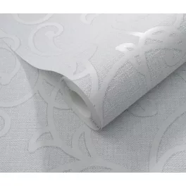  Opus: Szürke–ezüst klasszikus ornamentika (mosható) vlies alapon hab felületű tapéta
