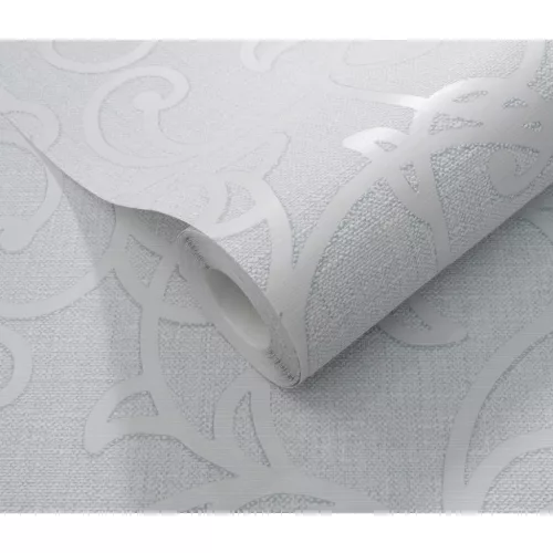 Opus: Szürke–ezüst klasszikus ornamentika (mosható) vlies alapon hab felületű tapéta