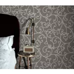 Opus: Barna–bronz klasszikus ornamentika (mosható) vlies alapon hab felületű tapéta