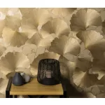 Elysium arany Ginkgo Biloba (lángálló, mosható) vlies-vinyl tapéta