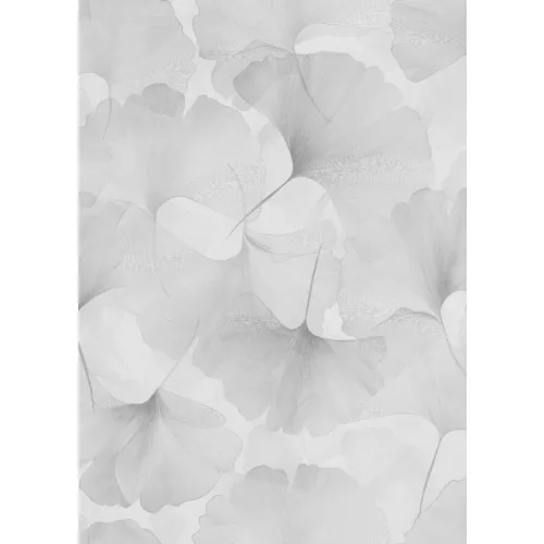 Elysium fehér alapon halványszürke szaténfényű Ginkgo Biloba (lángálló, mosható) vlies-vinyl tapéta