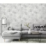 Elysium fehér alapon halványszürke szaténfényű Ginkgo Biloba (lángálló, mosható) vlies-vinyl tapéta