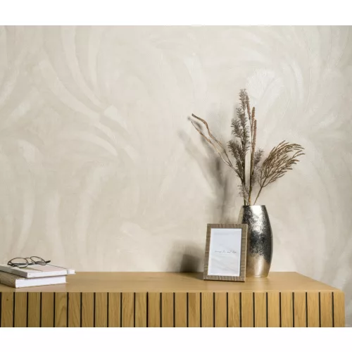 Elysium krém fényes toll mintás (lángálló, mosható) vlies-vinyl tapéta