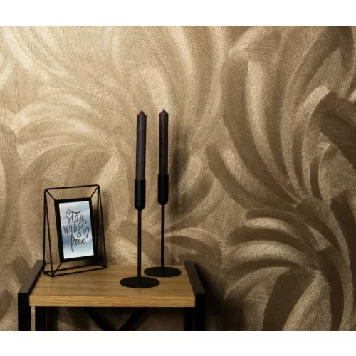 Elysium arany fényes toll mintás (lángálló, mosható) vlies-vinyl tapéta