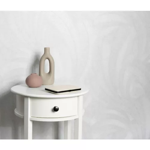 Elysium világos fényes toll mintás (lángálló, mosható) vlies-vinyl tapéta