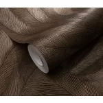 Elysium barna alapon bronz fényes toll mintás (lángálló, mosható) vlies-vinyl tapéta