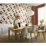 Secret Garden: Fehér alapon barack színű nagy magnóliás (lángálló, mosható) vlies-vinyl tapéta