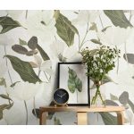 Secret Garden: Fehér alapon fehér színű nagy magnóliás (lángálló, mosható) vlies-vinyl tapéta