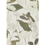 Secret Garden: Fehér alapon fehér színű nagy magnóliás (lángálló, mosható) vlies-vinyl tapéta