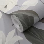 Secret Garden: Liláskék alapon fehér színű nagy magnóliás (lángálló, mosható) vlies-vinyl tapéta