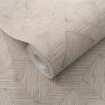 Secret Garden: Natúros-bézs geometria mintás (lángálló, mosható) vlies-vinyl tapéta