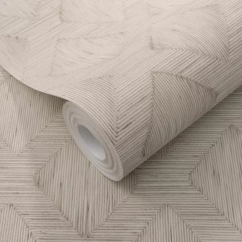 Secret Garden: Natúros-bézs geometria mintás (lángálló, mosható) vlies-vinyl tapéta