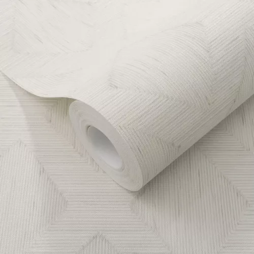 Secret Garden: Halványszürkés-fehéres geometria mintás (lángálló, mosható) vlies-vinyl tapéta