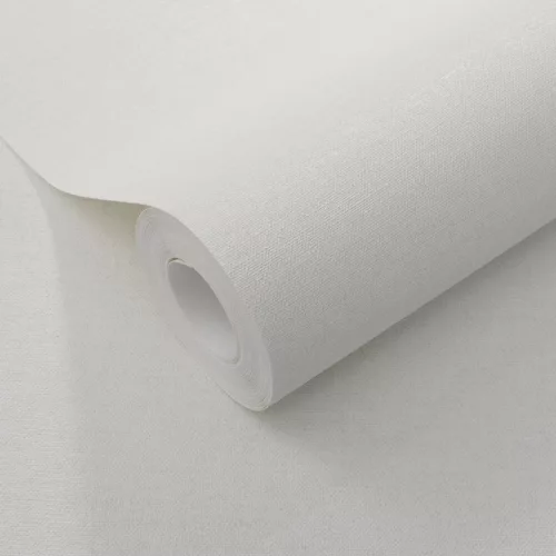 Secret Garden: Egyszínű fehér lenes hatású textúrájú (lángálló, mosható) vlies-vinyl tapéta