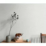 Törtfehér strukturált egyszínű (lángálló, mosható) vlies-vinyl tapéta