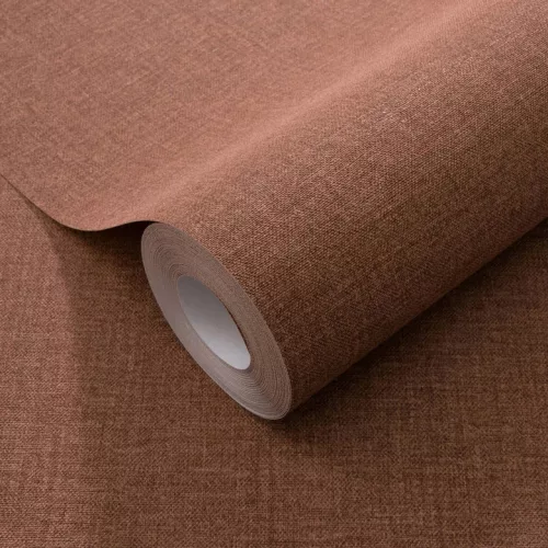 Secret Garden: Egyszínű terracotta lenes hatású textúrájú (lángálló, mosható) vlies-vinyl tapéta