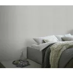 Secret Garden: Egyszínű halvány szürke lenes hatású textúrájú (lángálló, mosható) vlies-vinyl tapéta