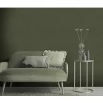 Secret Garden: Egyszínű sötétzöld lenes hatású textúrájú (lángálló, mosható) vlies-vinyl tapéta