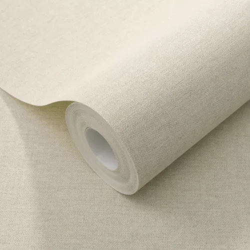 Secret Garden: Egyszínű világos natúr lenes hatású textúrájú (lángálló, mosható) vlies-vinyl tapéta