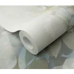 Romantikus fehér-kékes virágos vlies-vinyl tapéta