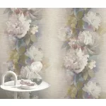 Mályvás alapon nagy színes virágos virágos strukturált vlies-vinyl tapéta